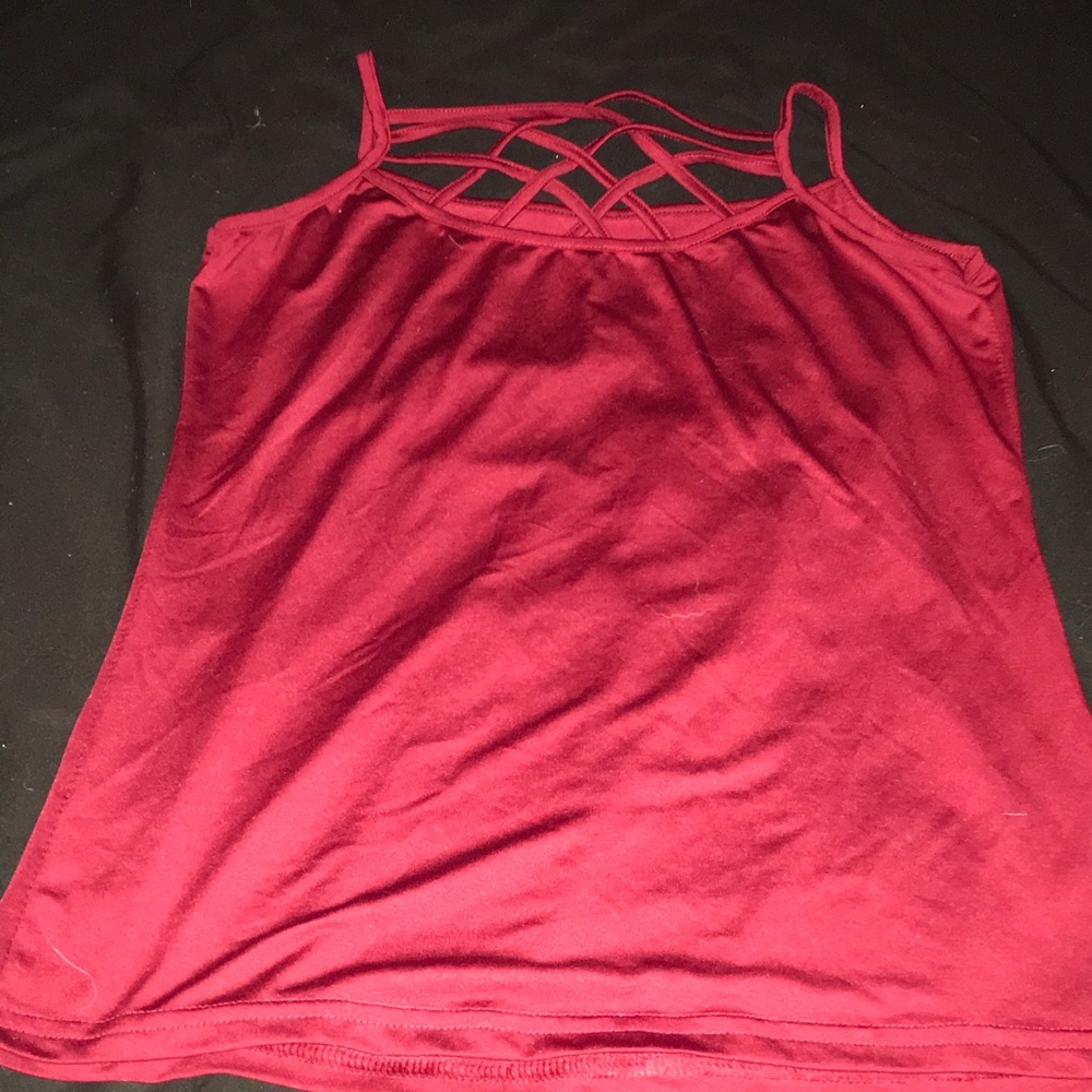 Crisscross red tank top